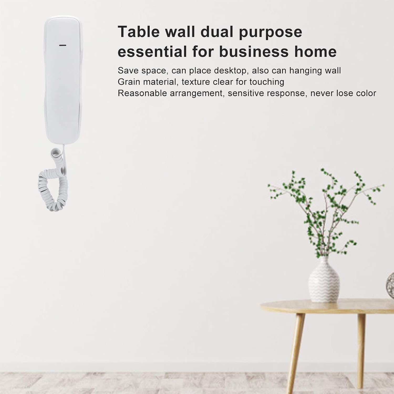 Upgrade A061 White Table Wall Mounting Extension Telephone Corded Phone Desk Phone with One Key Re Dial Save Space for Home Business