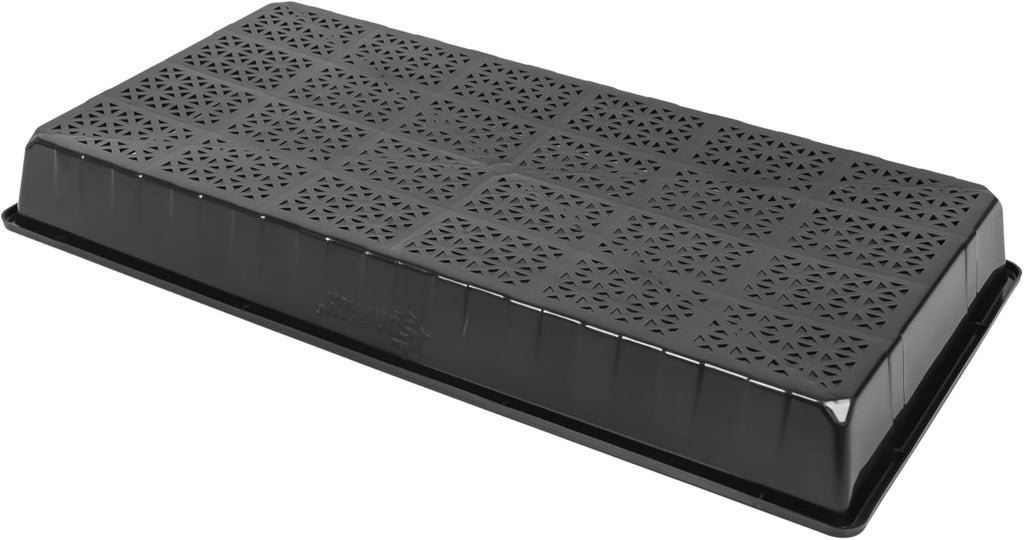 SUNPACK 10" x 20" Heavy Duty Mesh Plastic Seed Starting Tray, Black, 2.3" - Ensures Water Drainage and Aeration, Perfect for Greenhouses or Indoor Gardening