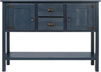 LKTART Solid Wood Farmhouse Console Table,Sofa Table with Storage Drawers and Shelves,Entryway Table for Entry Hallway Foyer Sofa Side Table,EasyAssembled (48" Navy Blue)