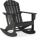 Signature Design by Ashley Sundown Treasure Outdoor Rocking Chair in Black, All-Weather Adirondack Patio Rocker, Durable Weather Resistant HDPE, 250 lb Capacity, 1 Built-In Cup Holder