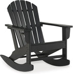 Signature Design by Ashley Sundown Treasure Outdoor Rocking Chair in Black, All-Weather Adirondack Patio Rocker, Durable Weather Resistant HDPE, 250 lb Capacity, 1 Built-In Cup Holder