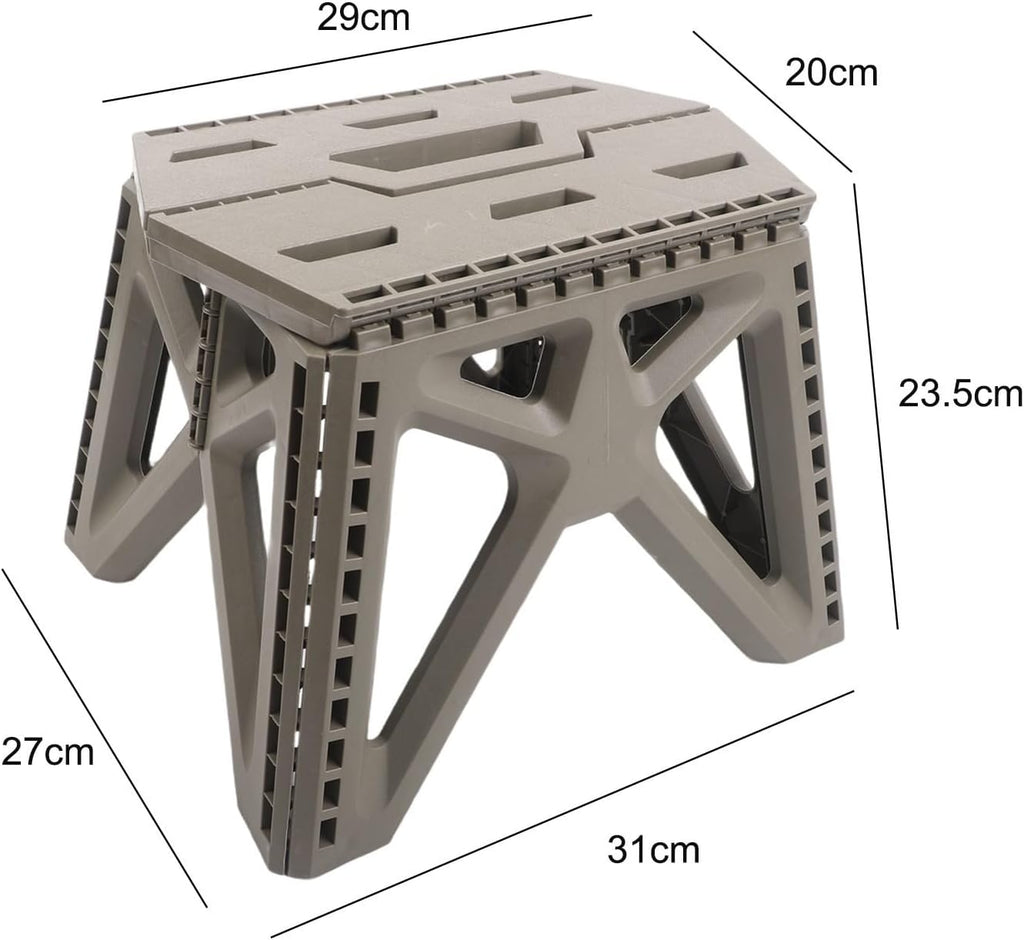 Folding Stool, Sturdy Plastic Construction with 260lbs Capacity, Portable Seat with Handle for Camping, Fishing, Office and Home Use(Grey)