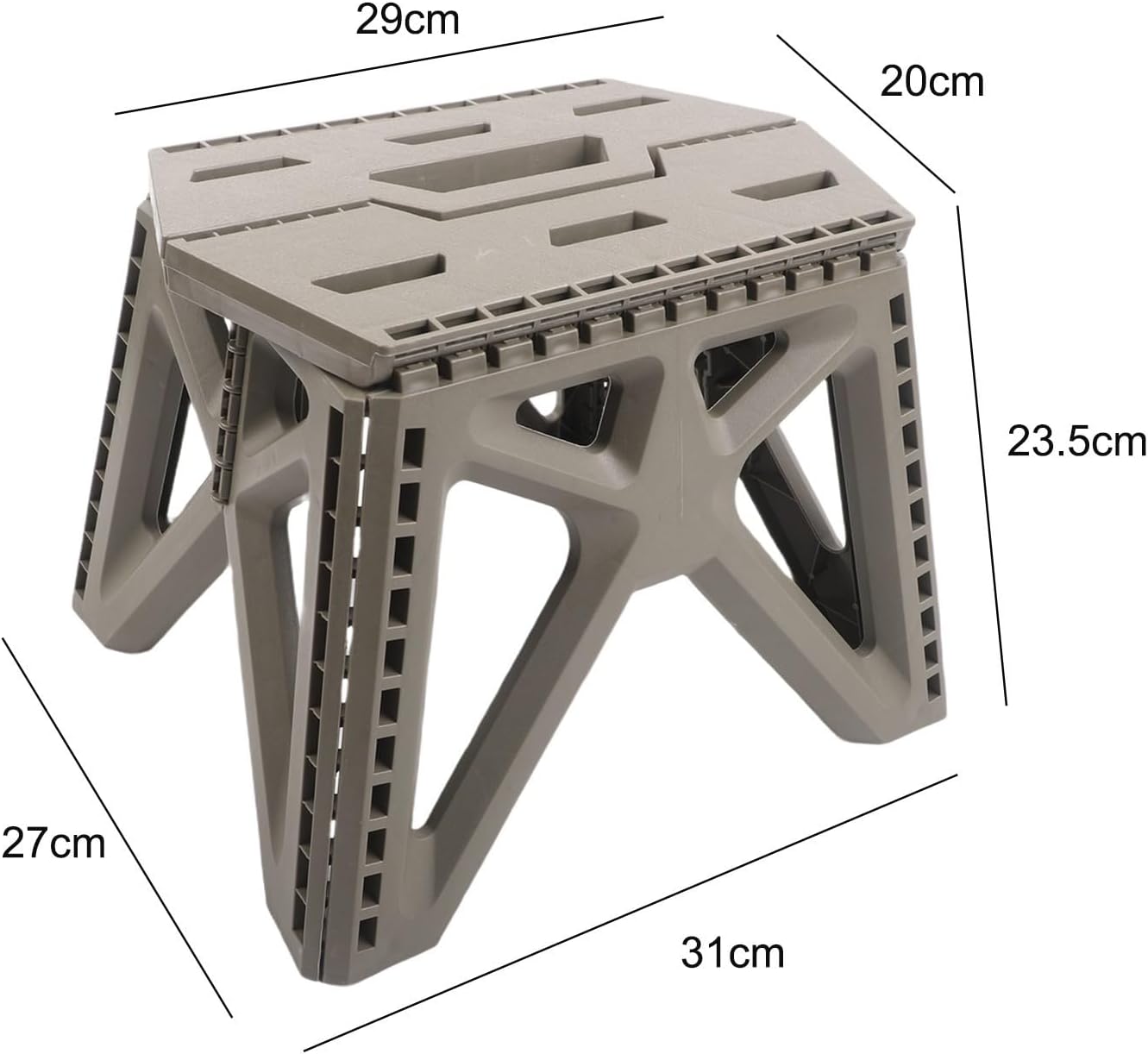 Folding Stool, Sturdy Plastic Construction with 260lbs Capacity, Portable Seat with Handle for Camping, Fishing, Office and Home Use(Grey)