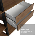 Madesa Kitchen Pantry Storage Rack with 4 Drawers, Open Shelves and Hanging Space 78" L Multiuse Modular Cabinet for Kitchen Organization - Black/Brown