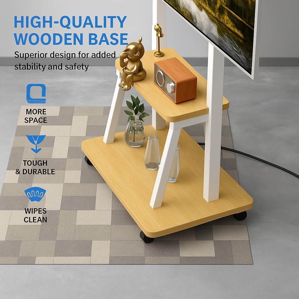 Rolling TV Stand for 32-80 Inch TVs, TV Cart with Power Outlet | TV Stand for Living Room, Outdoor TV Stand with Wheels, TV Stands for LCD OLED 4K Flat/Curved Panels Max VESA 600x400mm