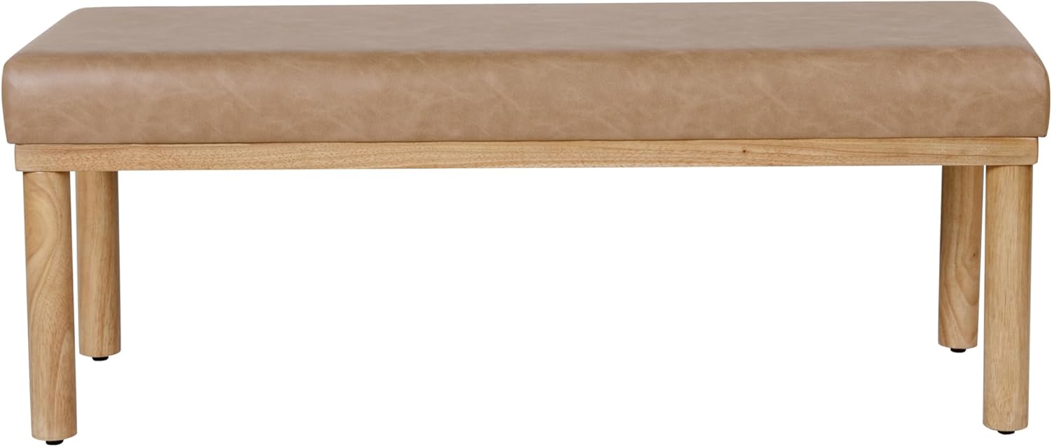 HomePop Oslo Bench - Sand Faux Leather