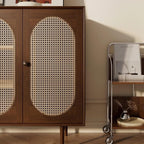 Entryway Cabinet Retro Rattan Sideboard Wall Kitchen Storage Cabinet Modern Restaurant Wine Cabinet Sideboard Storage Cabinet(Small)