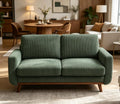 Vesgantti 68" Comfy Green Corduroy Loveseat Sofa, 2 Seater Deep Seat Couch with Spring Cushion, Solid Wood Frame for Living Room, Bedroom, Office