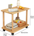 Sofa Side Table with Wheels,Wooden Night Stand with Open Shelf,2 Tier Small Rolling Tea Cart and Coffee Cart for Living Room,Kitchen, Bedroom, Office (Modern)