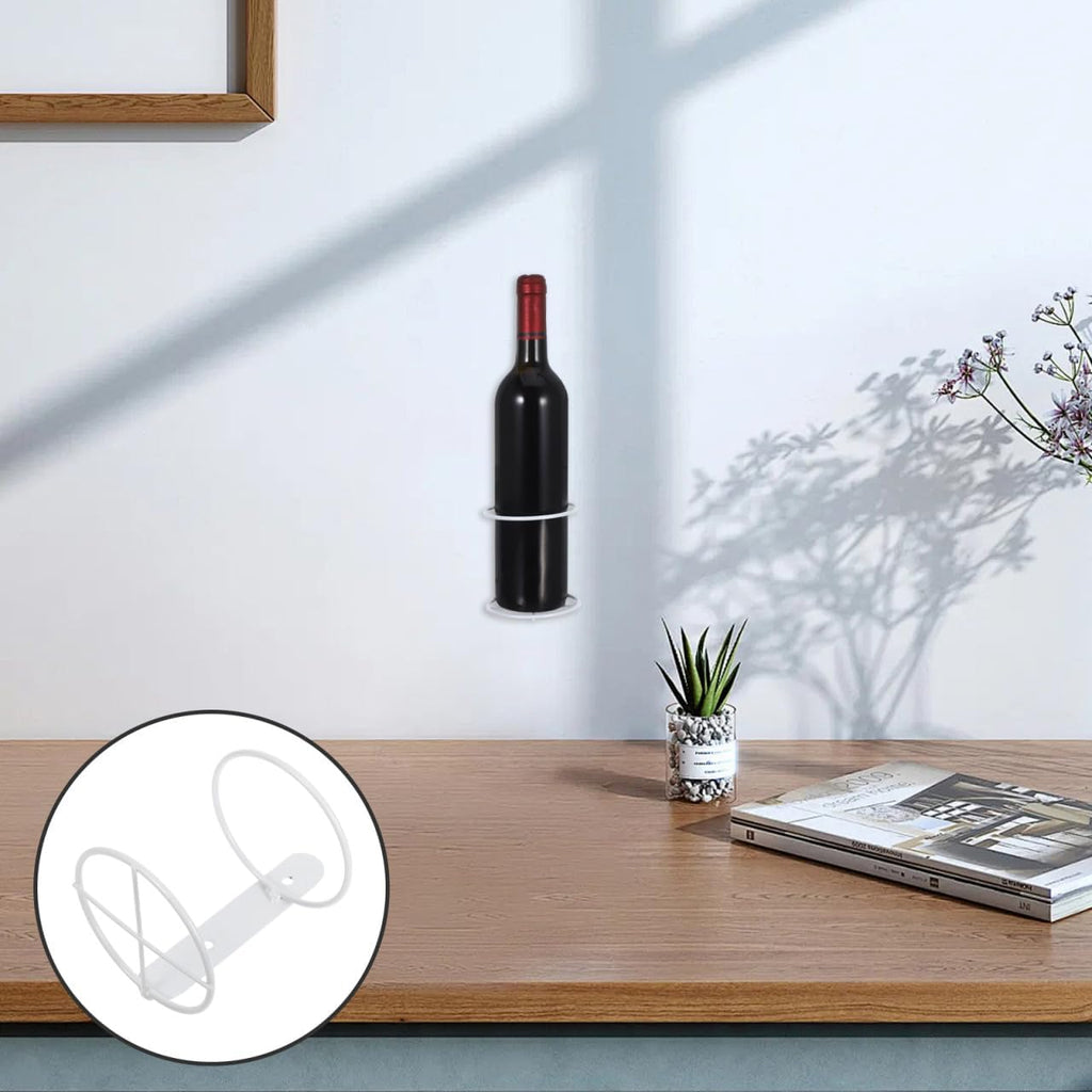 Wall-Mounted Wine Rack Single Bottle Holder Metal Wine Bottle Stand with Screws White for Kitchen Dining Bar