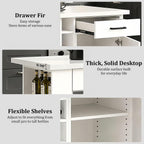 Large Kitchen Island,Wood Freestanding Islands with Storage Drawers, Trash Cabinet, Adjustable Shelves, Cabinet & Spice Rack,Farmhouse Kitchen Island for Kitchen & Dining Room