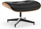 Top Black PU Leather, Mid Century Chaise Lounge Chair and Ottoman, Modern Chair Classic Design, Walnut Wood, Heavy Duty Base Support for Living Room Office