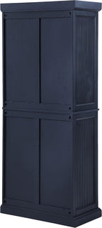 Crosley Furniture Seaside Coastal Pantry Storage Cabinet with Shelves, Kitchen, Dining, or Laundry Room, Distressed Navy