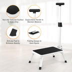 Step Stools for Adults, Foldable Step Stool with Handle for Elderly Seniors Stepping Stool with Non-Slip Step Platform Metal Stool in Kitchen, Bedroom,Bathroom,330 Lbs Capacity(Patent Protection)