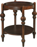 23" Round End Table with Solid Wood Frame, Small Side Table with Wood Shelf for Living Room Small Space Office Apartment, Walnut