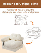 Folding Sofa Bed, L-Shaped Couch Back Support and Arm Pillow Futon | Convertible Sofa Bed for Living Room/Guest Use/Home Office, Foldable Couch for Adults, Beige