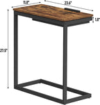 TUTOTAK C Shaped End Table, Tilting Laptop Stand Side Table, Under Couch Table for Living Room Bedroom, Brown TB01BB089