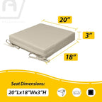 AAAAAcessories Outdoor Seat Cushions for Chairs, Waterproof, Fade-Resistant, 20" x 18" x 3", Patio Furniture Replacement Cushions, Set of 2, Beige