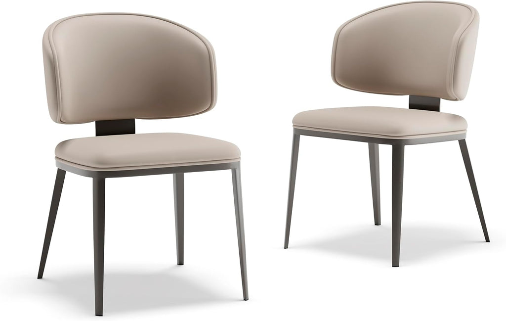 Dining Chairs Set of 2, Faux Leather Dining Chairs, Light Gray