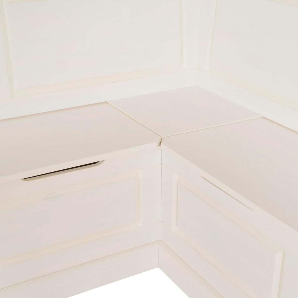 Linon Harris White Corner Breakfast Nook - Nook Only, Table is NOT included! 20.88D x 61.88W x 36.63H in