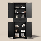 Gizoon 71'' Kitchen Pantry Storage Cabinet, Freestanding Pantry Organizers and Storage Cabinet with 4 Doors and 4 Adjustable Shelves, Tall Cabinet with Large Drawer for Kitchen, Living Room, Bathroom