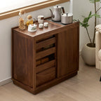 ENGENDER Couch Side Table 78x41x69cm Walnut Home Sofa Side Cabinet, Living Room Movable Tea Set Storage Display Table Narrow End
