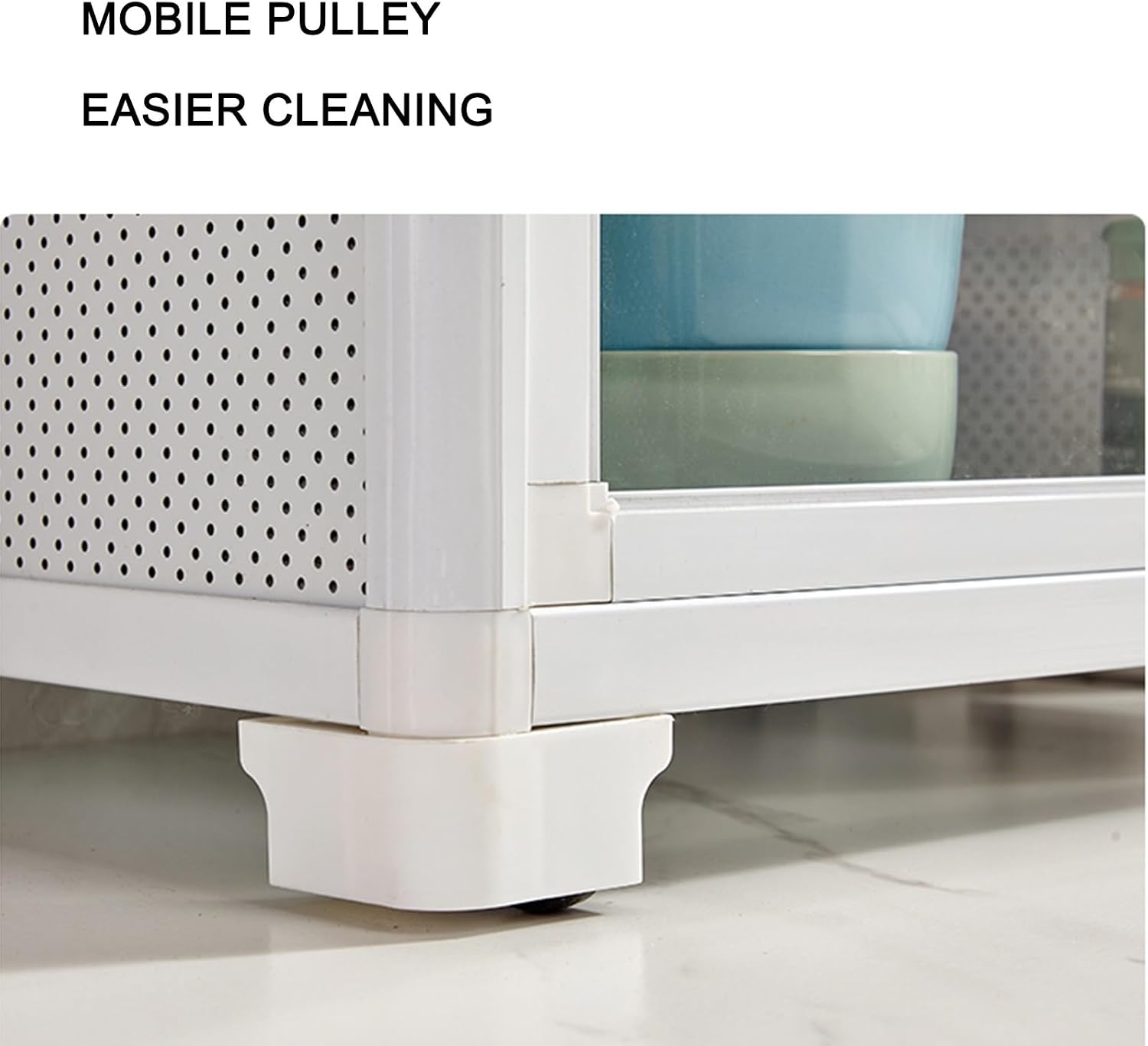 Kitchen Pantry Storage Cabinet, Freestanding Kitchen Storage Cabinet with Acrylic Door, Microwave Stand Tall Storage Pantry Cabinet, Kitchen Buffet Sideboard for Spices, Dishes, Pots, Pans(65*40*90cm/