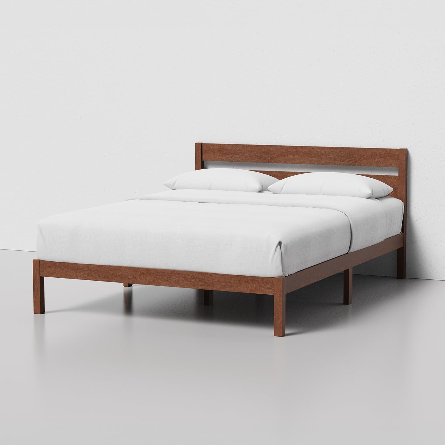 LIFEMENT Queen Bed Frame with Headboard Classic Wood Platform, Noise Free, Under Bed Storage, No Box Spring Needed, Easy Assembly, Cherry