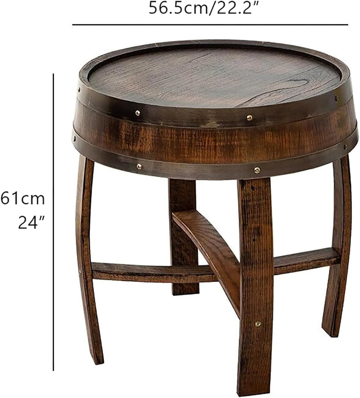 Farmhouse Whiskey Barrel End Table,Rustic Handcrafted Barrel Table,Solid Wood Round Coffee Tables,Oak Barrel Decor Furniture