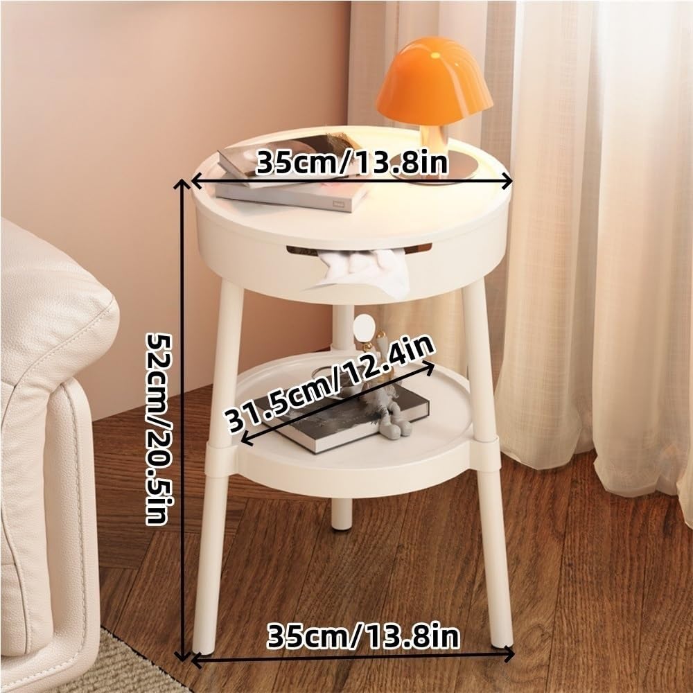 2 Tier Portable End Table, Decorative Side Table, PP Plastic Coffee Table, Modern Corner Table for Living Room, Bedroom, Balcony(Pink)