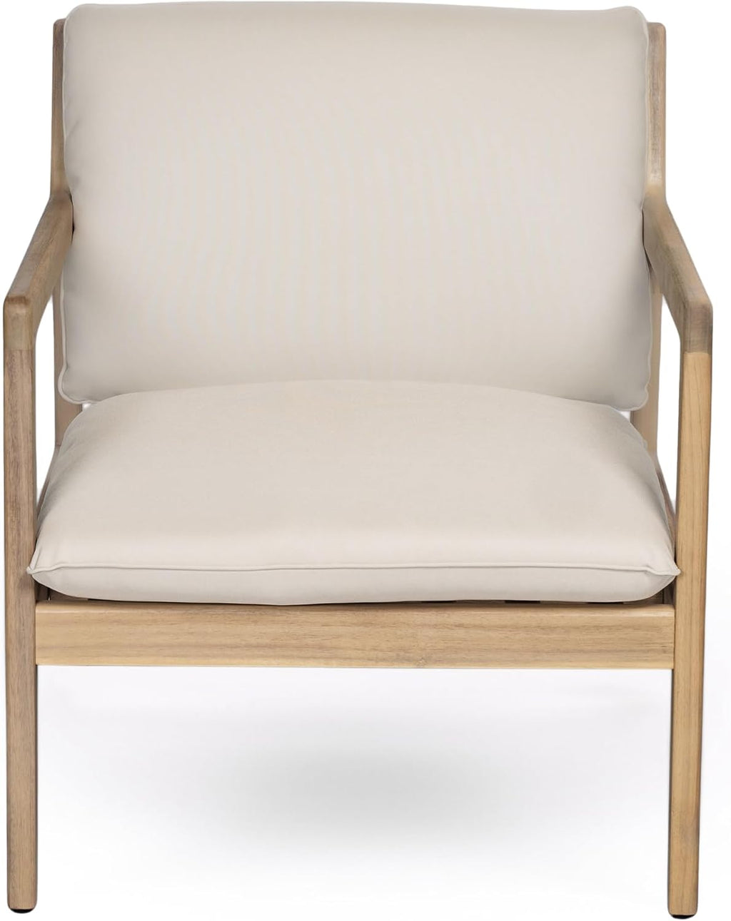 Elountik Acacia Wood Patio Club Chair Set of 2 with Cushions, Outdoor Armchairs for Patio Seating, Light Teak