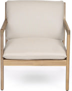 Elountik Acacia Wood Patio Club Chair Set of 2 with Cushions, Outdoor Armchairs for Patio Seating, Light Teak