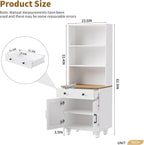 Farmhouse Kitchen Pantry Cabinet, 63'' Tall Storage Cabinet Wood Food Pantry with 2 Drawers & Adjustable Shelves, Kitchen Hutch Bookshelf for Dining Room (White)