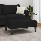 Modern Fabric Footstool Black, Cozy and Stable Footrest for Sofa or Recliner, Compact Size with Plywood Frame for Living Room