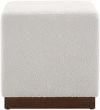 Brown 17" Square Boucle Upholstered Ottoman, Indoor-Outdoor Seating, Plush Fabric, Durable Construction, Versatile Home Decor Accent