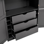 Polibi 80.1" Tall Freestanding Kitchen Pantry Cabinet, Large 41.3" Wide Shaker Style Storage Cupboard with 2 Power Outlets, Adjustable Shelves, 3 Drawers, Wine Rack & Countertop, Grey