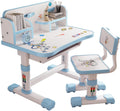 Kids Desk and Chair Set,Height Adjustable Children Study Desk Chair Set,School Student Writing Desk Table with Drawer Bookstand,Ergonomic Student Learning Table Desk Chair for Girl Boy, Blue C