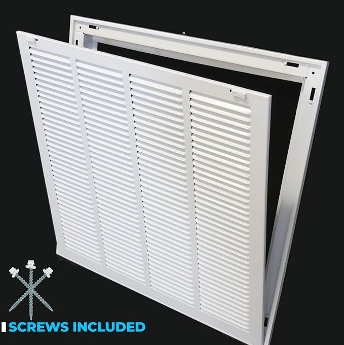 HVAC Premium 16 x 6 Duct Opening Steel Return Air Filter Grille, for 1-inch Filter, Removable Door, Flat Stamped HVAC Vent Cover Grille, Outer Dimensions 18.5 x 8.5