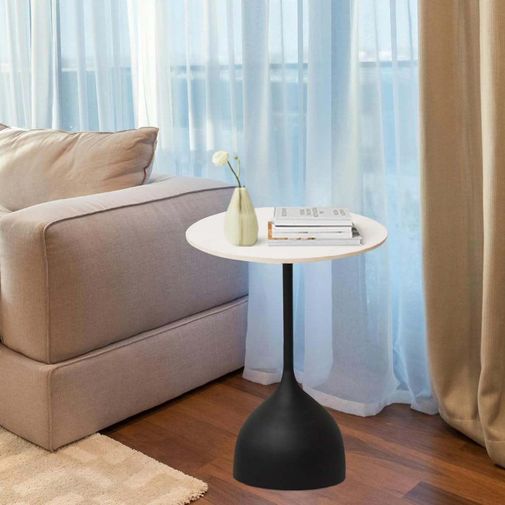 Side Table with Marble Top Metal End Table Modern Sofa Side End Table Outdoor Coffee Round Side Desk for Couch Living Room Bedroom New
