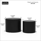 WILLIAMSPACE 18.9" Black Nesting Coffee Table Set of 2, Modern Round Coffee Tables Circle Side Table for Small Space, Accent End Table Set, No Assembling, Matte Black