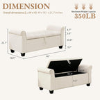 49" End of Bed Storage Bench for Bedroom, Upholstered Storage Ottoman | Easy Assembly with Instructions, Pet Friendly, Polyester Fabric Ottoman Bench for Bedroom, Living Room, Window, Entryway