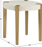 Steve Silver Furniture Gracie End Table, 24" H Table, Contemporary/Modern Design, Satin Gold Finished Metal Legs, 300lb Capacity, Living Room, Bedroom, 23.5" L x 23.5" W x 24" H, White