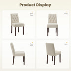 Upholstered Dining Chairs Set of 2, Modern Fabric Dining Chairs with Tufted Design, Kitchen Side Chairs, Farmhouse Dinner Chair with Wood Legs for Kitchen Restaurant Living Room, Beige