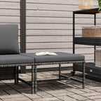 Sectional Patio Footrest, Outdoor Modular Ottoman Footstool with Thick Cushion, Gray PE Rattan Garden Lounge Furniture, Weather-Resistant Steel Frame Seat for Backyard Deck Poolside