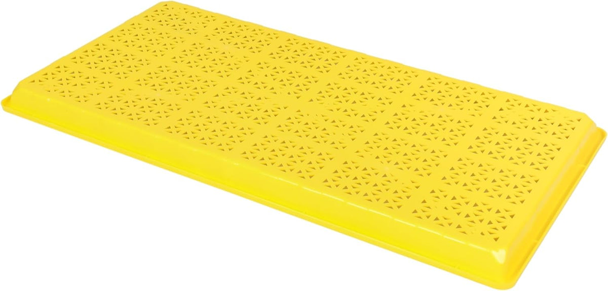 SUNPACK 10" x 20" Heavy Duty Mesh Plastic Seed Starting Tray, Yellow, 1" (Pack of 10) - Ensures Water Drainage and Aeration, Perfect for Greenhouses or Indoor Gardening