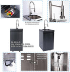 82 Inch 304 Stainless Steel Outdoor Integrated BBQ Kitchen Station (Black) | All-in-one 12-zone outdoor cooking station with 72000 BTU grill, built-in fridge & sink, rolling base for patio backyard