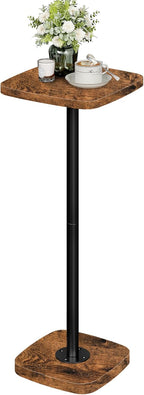 CHOEZON Small Drink Table, Square Side Table for Small Spaces, Martini Table with Pedestal, for Living Room, Bedroom, Rustic Brown and Black TBZ24BF