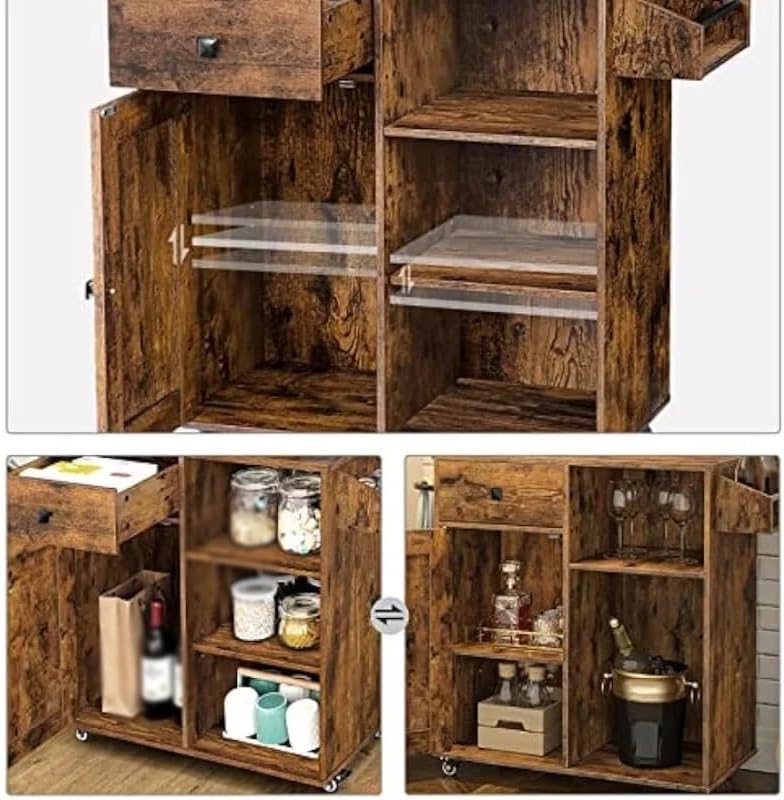 Kitchen Island, Storage Cabinet with Drawer, Cart with Spice and Towel Rack, Saving Space, Easy Assembly