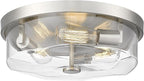 Brushed Nickel Flush Mount Ceiling Light, 3-Light Hallway Light Fixtures, Modern Farmhouse Farmhouse Ceiling Light Clear Glass for Kitchen Porch Entryway Indoor Outdoor