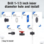 rain barrel spigot kit within 3/4 inch pvc bulkhead adapter 3/4" valve 3/8" plastic barb fitting, for 5/2.5/50/55/100 gallon water tank garden bucket outdoor rainwater collection